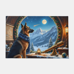 German Shepherd Christmas Observatory Art Doormat