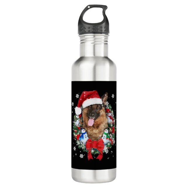 German Shepherd Christmas Ornament Decoration Gift 710 Ml Water Bottle (Front)