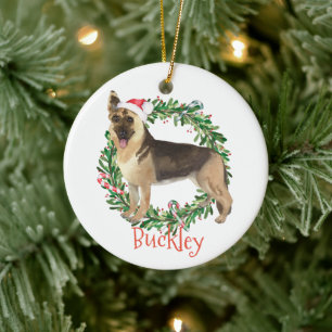 German Shepherd Christmas Personalised name Ceramic Ornament