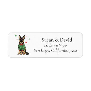German Shepherd Christmas Pet Dog Return Address Label