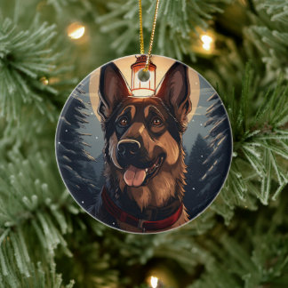 German Shepherd Christmas Pet Ornament, Dog Lover  Ceramic Ornament