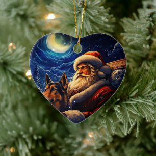 German Shepherd Christmas Pet Ornament, Dog Lover Ceramic Ornament
