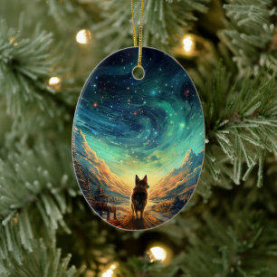 German Shepherd Christmas Pet Ornament, Dog Lover Ceramic Ornament