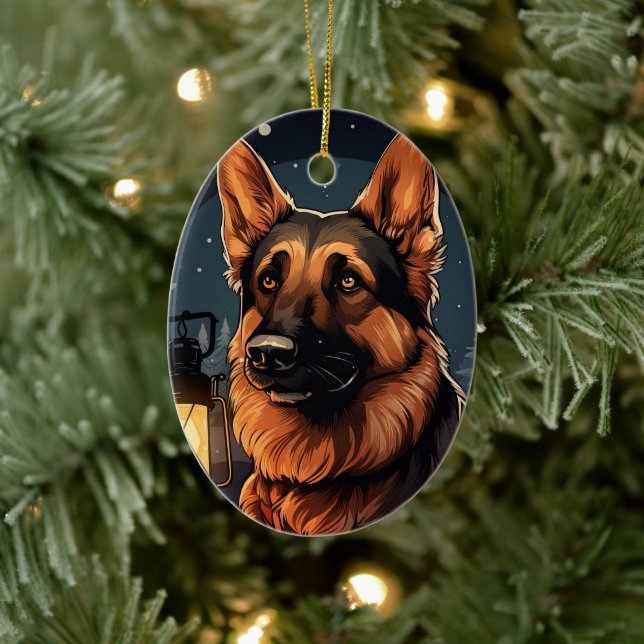 German Shepherd Christmas Pet Ornament, Dog Lover  Ceramic Ornament (Tree)