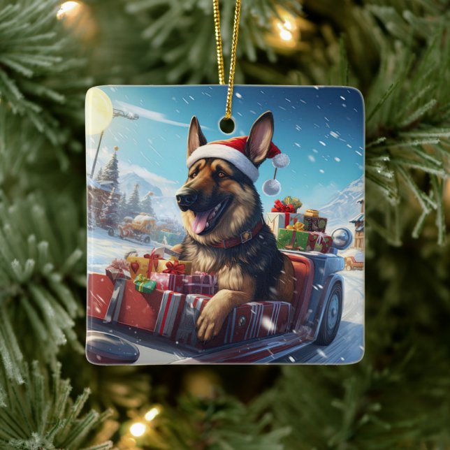German Shepherd Christmas Pet Ornament, Dog Lover  Ceramic Ornament (Tree)