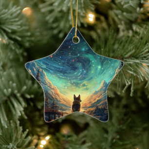 German Shepherd Christmas Pet Ornament, Dog Lover Ceramic Ornament
