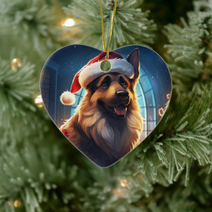 German Shepherd Christmas Pet Ornament, Dog Lover  Ceramic Ornament