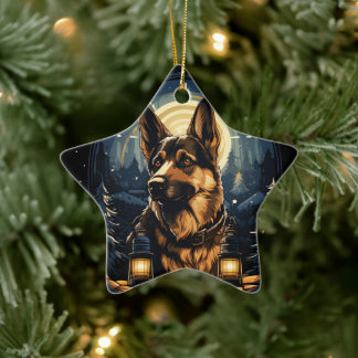 German Shepherd Christmas Pet Ornament, Dog Lover  Ceramic Ornament
