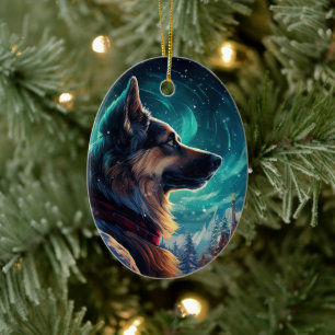 German Shepherd Christmas Pet Ornament, Dog Lover Ceramic Ornament