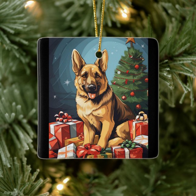 German Shepherd Christmas Pet Ornament, Dog Lover  Ceramic Ornament (Tree)