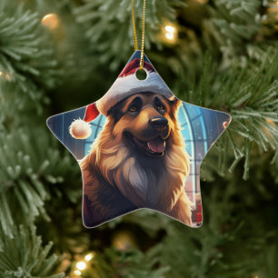 German Shepherd Christmas Pet Ornament, Dog Lover Ceramic Ornament