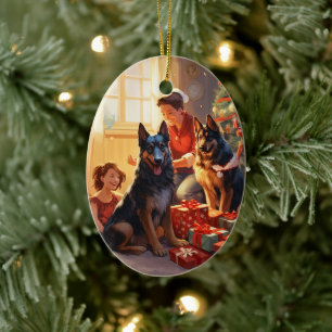 German Shepherd Christmas Pet Ornament, Dog Lover Ceramic Ornament