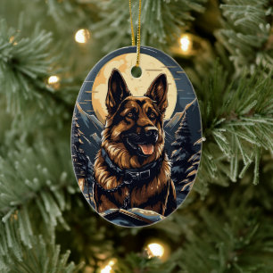 German Shepherd Christmas Pet Ornament, Dog Lover Ceramic Ornament