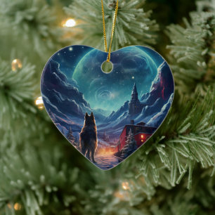 German Shepherd Christmas Pet Ornament, Dog Lover Ceramic Ornament