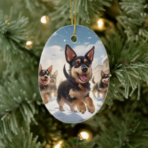 German Shepherd Christmas Pet Ornament, Dog Lover Ceramic Ornament