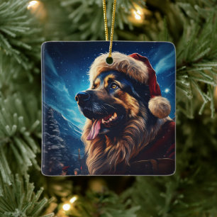 German Shepherd Christmas Pet Ornament, Dog Lover Ceramic Ornament