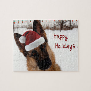German Shepherd Christmas Photo Jigsaw Puzzle