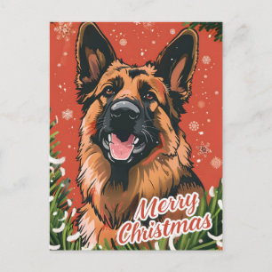 German Shepherd Christmas  Postcard