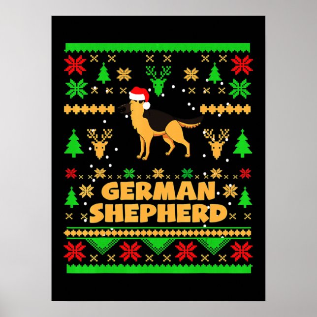 German Shepherd Christmas Poster (Front)