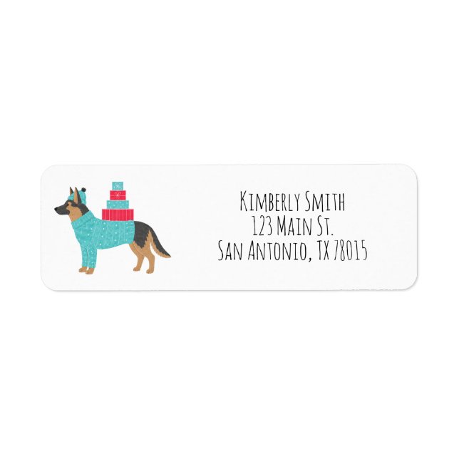 German Shepherd Christmas Return Address  Label (Front)