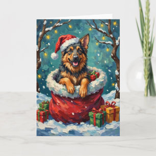 German Shepherd Christmas Santa Bag Adventure Card