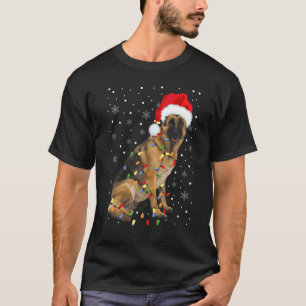 German Shepherd Christmas Santa Hat Xmas Lights Do T-Shirt