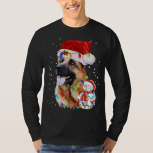 German Shepherd Christmas Santa Hat Xmas Lights Do T-Shirt