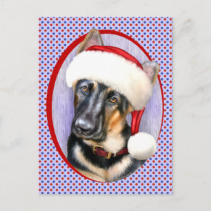 German Shepherd Christmas Santa Pup Holiday Postcard