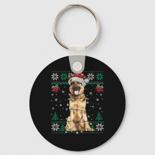 German Shepherd Christmas Santa Ugly Sweater Dog L Key Ring