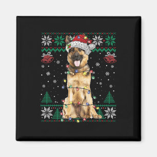 German Shepherd Christmas Santa Ugly Sweater Dog L Magnet