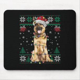 German Shepherd Christmas Santa Ugly Sweater Dog L Mouse Pad
