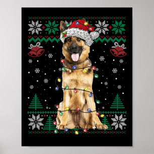 German Shepherd Christmas Santa Ugly Sweater Dog L Poster