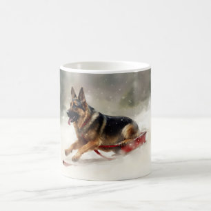 German Shepherd Christmas snow winter  Coffee Mug