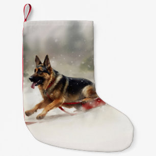 German Shepherd Christmas snow winter  Small Christmas Stocking