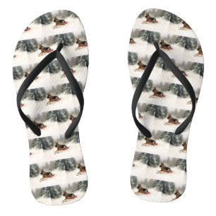 German Shepherd Christmas snow winter  Thongs