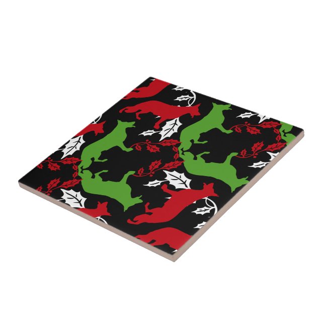 German Shepherd Christmas Tile (Side)