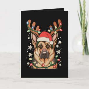 German Shepherd Christmas Tree Dog Xmas Lights Card