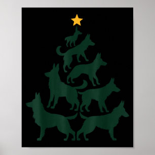 German Shepherd Christmas Tree Funny Gsd Dog Mom D Poster