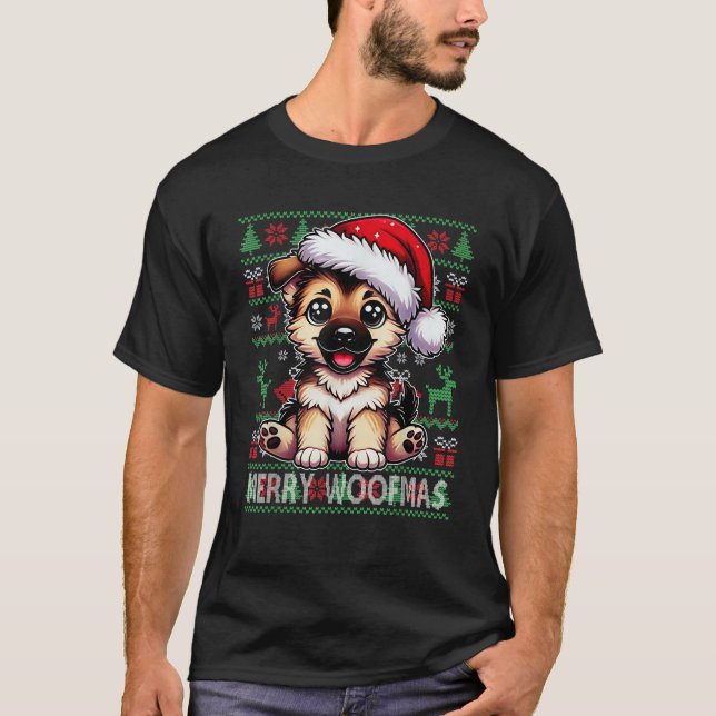 German Shepherd Christmas Ugly Sweater Funny Dog L (Front)