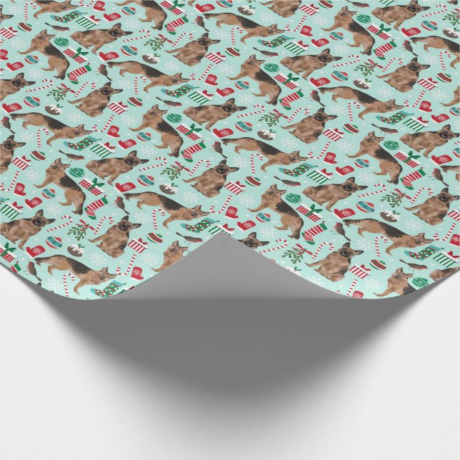 German Shepherd christmas wrapping paper (Corner)