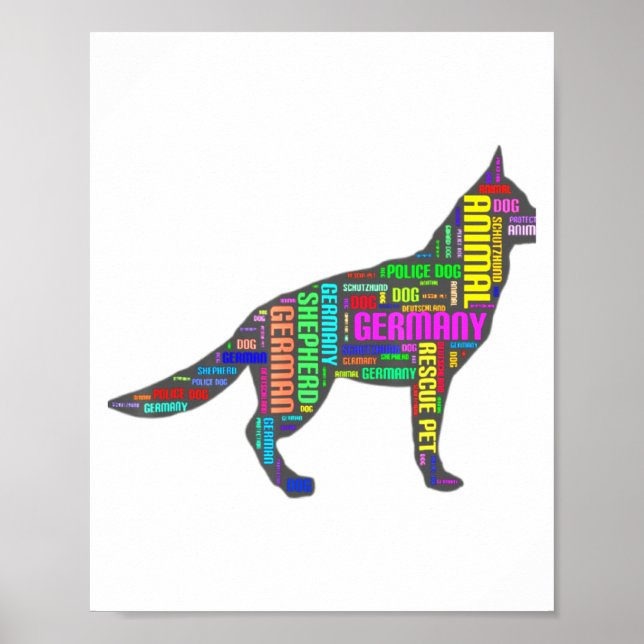 German Shepherd Cloud Tygraphy  Poster (Front)