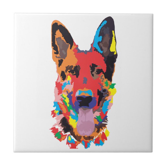 German shepherd colour ceramic tile (Front)
