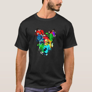 German Shepherd Colour Dog Mum Paint Splat Love T-Shirt