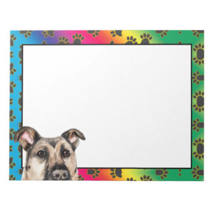 German shepherd colourful dog paw pattern notepad