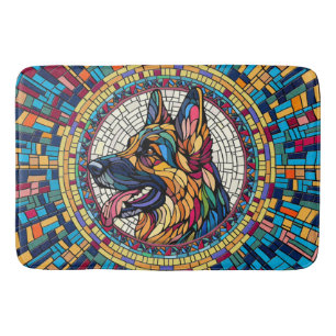 German Shepherd - Colourful Mosaic Art Bath Mat