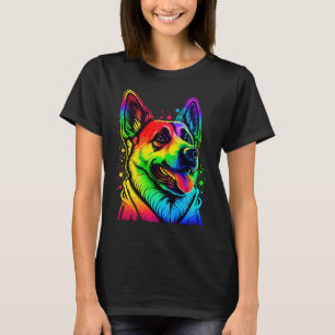 German Shepherd Colourful Pop Tie Dye Watercolor T-Shirt
