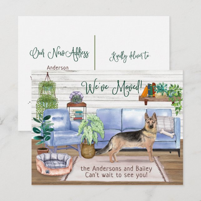 German Shepherd Cosy New Home Moving        Announcement Postcard (Front/Back)