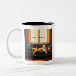 German Shepherd Couch Vibes Two-Tone Coffee Mug
