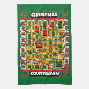 German Shepherd Countdown Christmas Advent Dog  Tea Towel