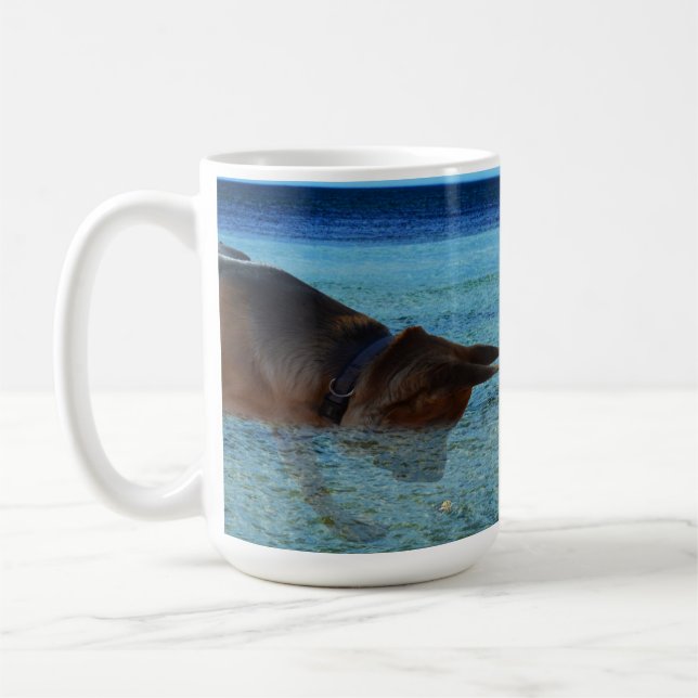 German Shepherd Crabbing Adventure, Coffee Mug (Left)